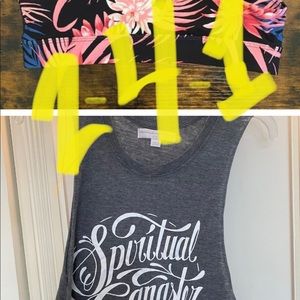 2-4-1 Spiritual Gangster  Floral Racerback Sports Bra (M) AND Muscle tank (S)